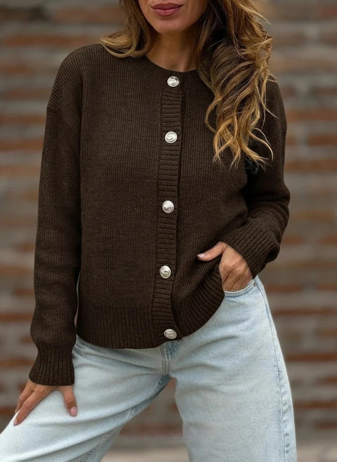 Autumn and winter new solid color button sweater cardigan long-sleeved top m303231