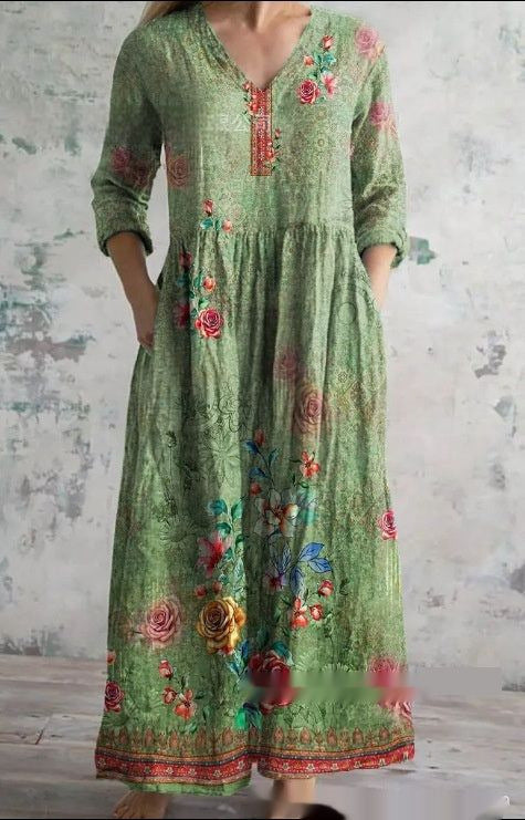3D printing summer casual loose long-sleeved dress m301729