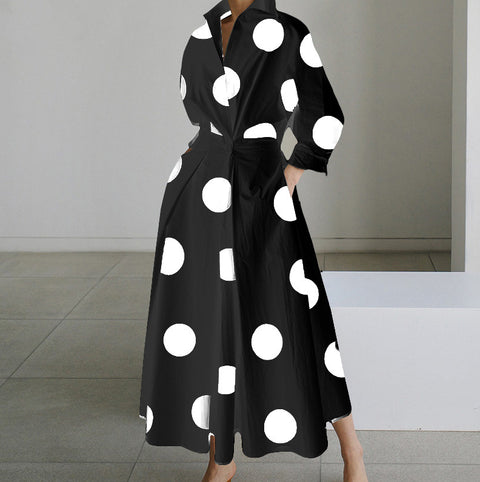 Fashion Long Sleeve V-neck Printing Dress M300331