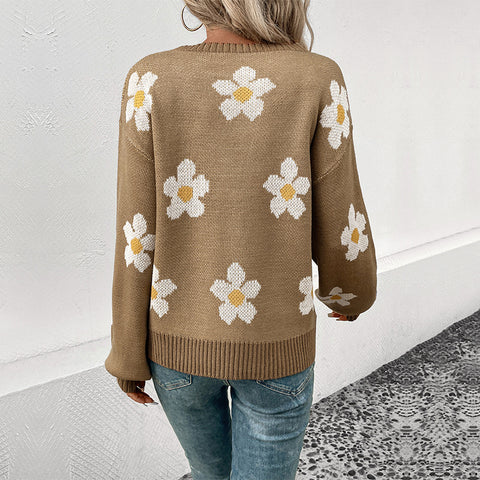 Multi-color fashion women's long-sleeved jacquard sweater m300625