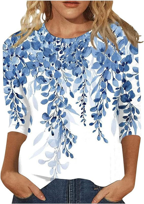 Crew neck print solid color T-shirt m300770