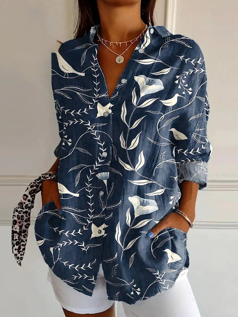 3D digital printing abstract pattern women's long shirt shoulder sleeve shirt m302463