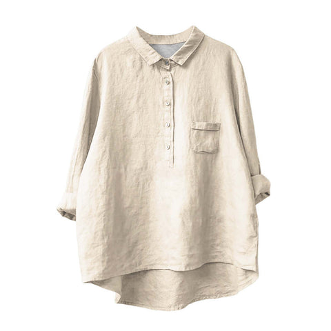 Long Sleeve Bamboo Linen Printing Fashion Versatile Lapel Shirt m301040