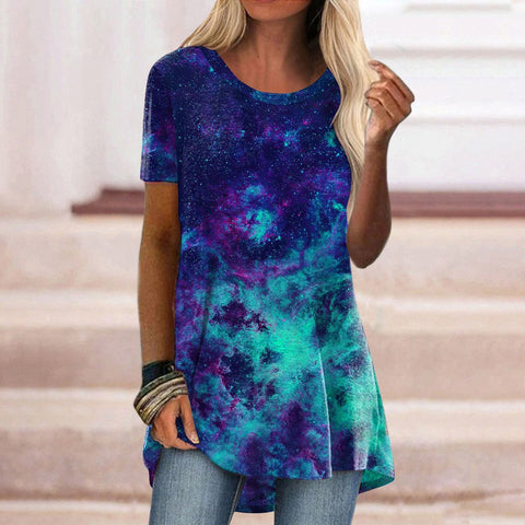 Popular round neck casual ethnic style retro printed short-sleeved T-shirt m301756