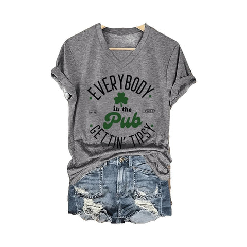 3D digital printing letter series women's V-neck short-sleeved T-shirt m301557