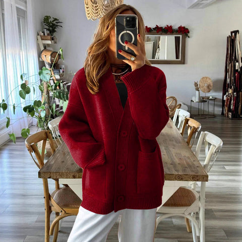 Autumn and winter long-sleeved pocket sweater cardigan new m301887