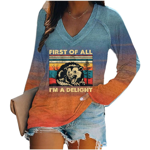 Women's V-neck long sleeve horror red graffiti 3D digital printing m301556