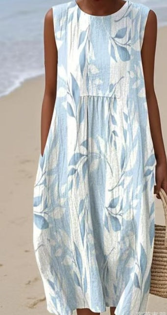 Sleeveless printed temperament long dress dress m301527