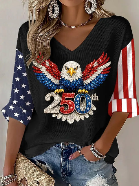 Summer V-neck short-sleeved top 3D digital printing women's casual short-sleeved m302655