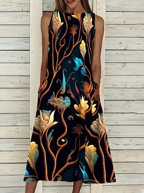 Vest print elegant plus size dress m301207