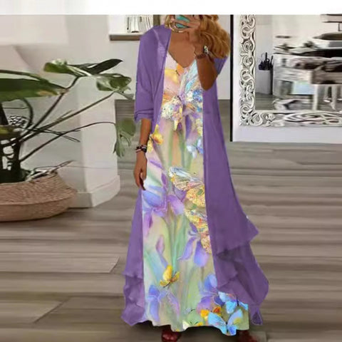 Women's inner dress two-piece floral print dress m302894