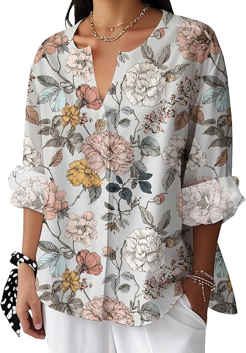 Fashion Women's Coconut Button Long Sleeve Shirt m302752