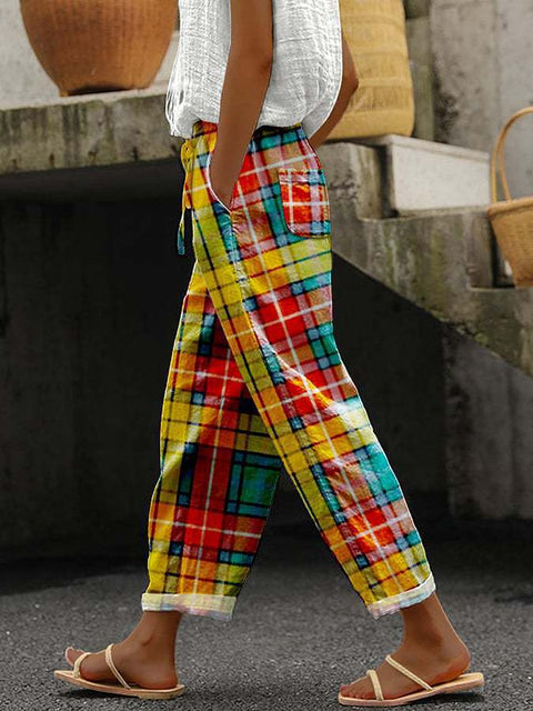 Linglong hemp digital printing trousers m303185