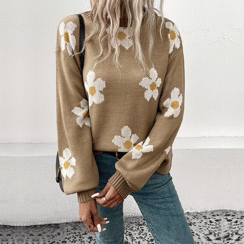 Multi-color fashion women's long-sleeved jacquard sweater m300625