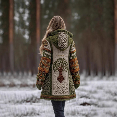 Cardigan long imitation knitted lazy wind hooded long cardigan sweater autumn and winter women's clothing m302125