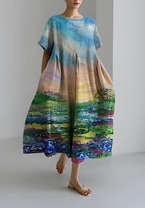 3D imitation cotton pull frame craft women's pendulum dress m301038