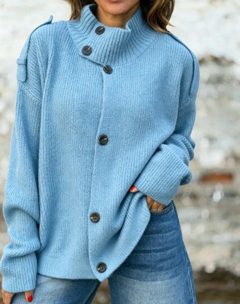 Autumn and winter turtleneck sweater women's cardigan button solid color knitted jacket m303230