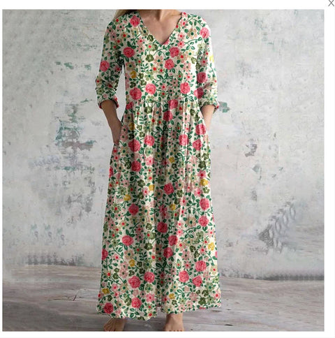 3D printing summer casual loose long-sleeved dress m301729