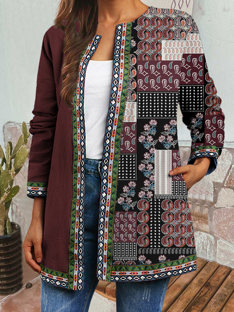 Autumn and winter retro ethnic style print jacket cardigan m303251 05