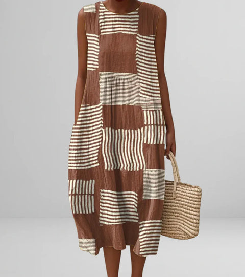 New sleeveless casual printing temperament long dress dress slim fit small fresh m302083