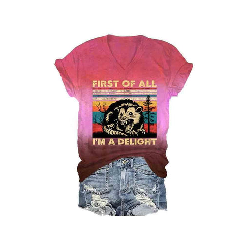 3D digital printing letter series women's V-neck short-sleeved T-shirt m301557