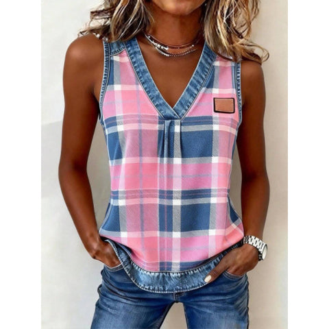 Casual plaid sleeveless vest small suspender m302807
