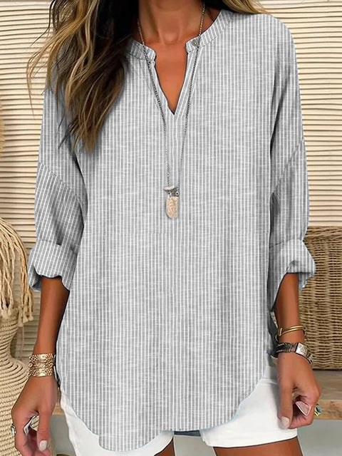 Small V-neck long-sleeved floral simple casual temperament T-shirt m302763