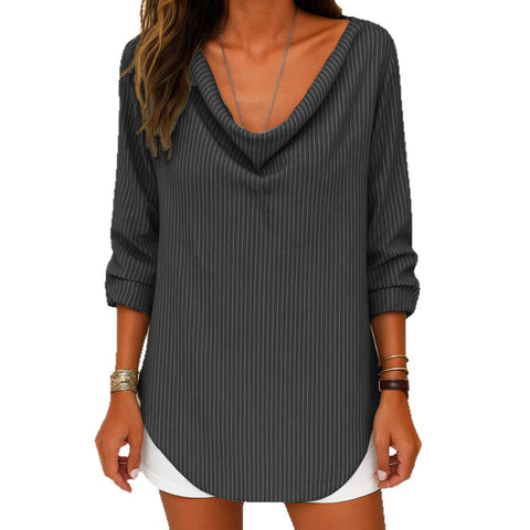Long Sleeve Stack Collar Regular Digital Printing Women's T-Shirt FF303116