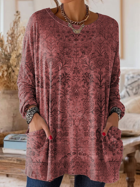 Digital printing women's fashion round neck medium and long top T-shirt m302271