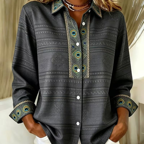 Women's unique ethnic style printed long-sleeved shirt m303211