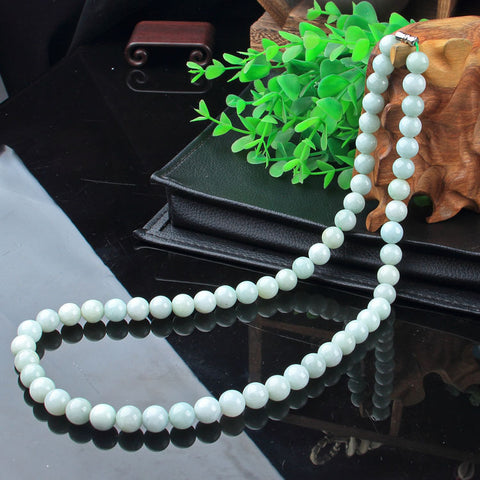 Jade A necklace, natural jadeite women's round bead jade necklace 108 beads extended m3331274