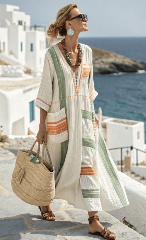 Elegant large size printed long pendulum dress m301523