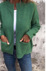 Autumn and winter women's clothing new casual fashion solid color pocket cardigan jacket women's clothing m301668