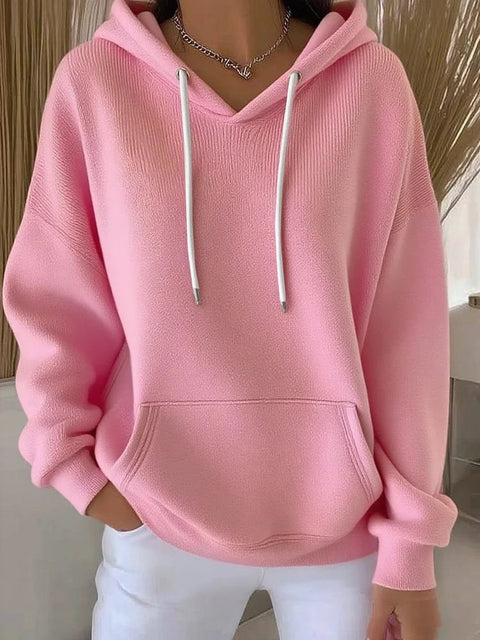 Casual solid color trendy sweater drawstring, hooded long-sleeved sweater m302030