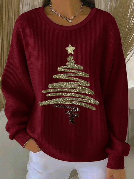 Knitted top snowflake christmas tree mix and match casual commuter sweater m302212