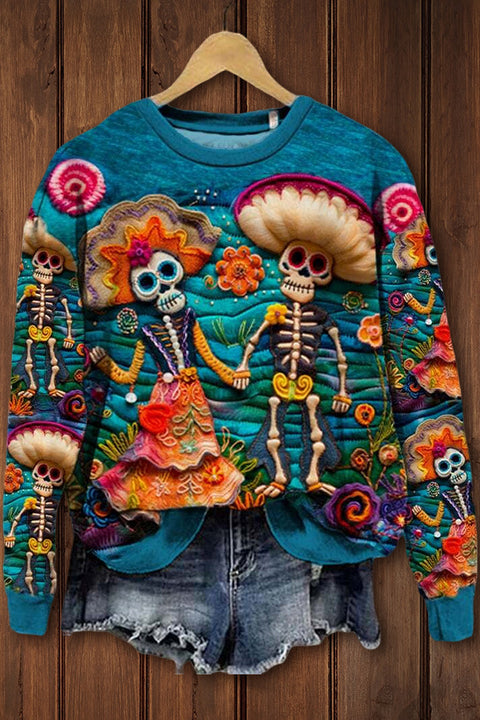 Casual floral 3D printed crew neck sweater m302127