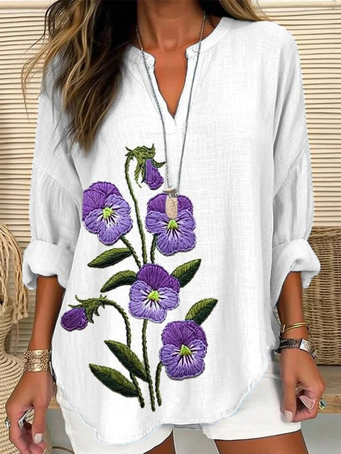 Loose printing round neck casual large size pullover women's clothing T m301359