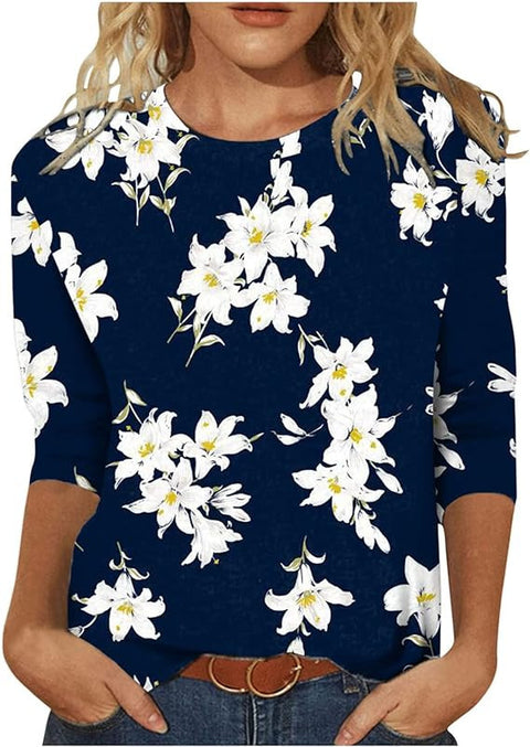 Crew neck print solid color T-shirt m300770