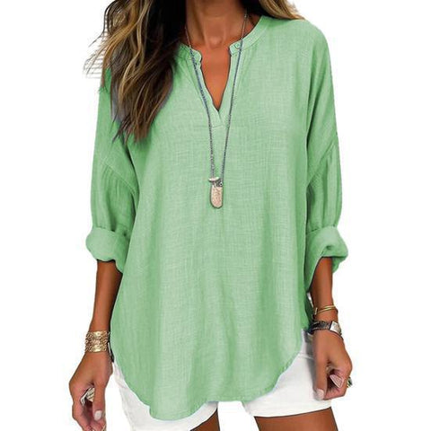 Women's summer small V-neck long-sleeved casual temperament T-shirt long-sleeved m301363