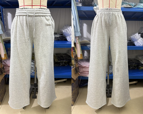 Women's autumn and winter rubber band velvet loose wide-leg sports casual trousers m301677