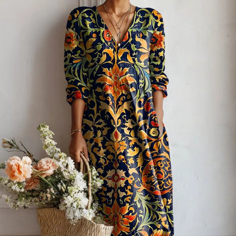 Printed V-neck dress FF303186