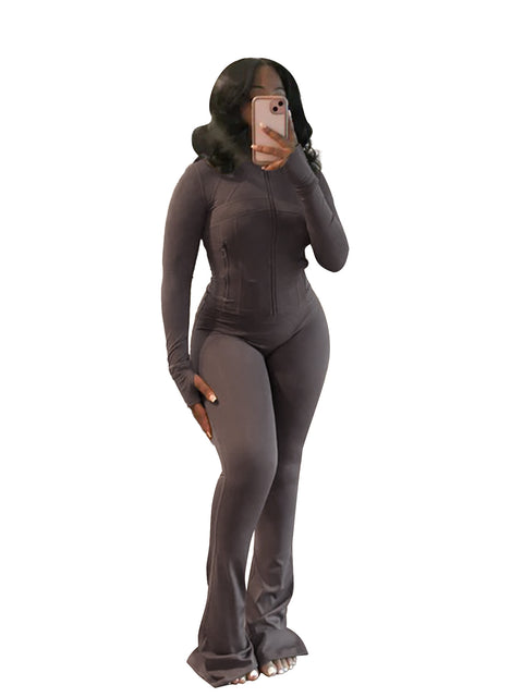 sports and leisure women's clothing, sexy tight-fitting long-sleeved micro-speaker two-piece set m301817