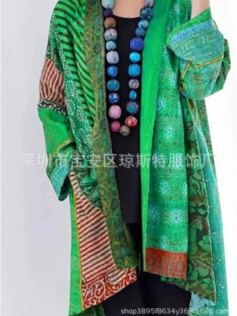 independent stations Amazon popular spot loose ethnic style large size long sleeve printed cardigan m301647