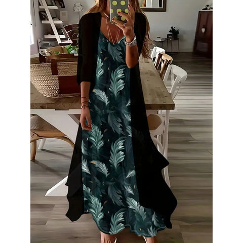 Women's inner dress two-piece floral print dress m302894