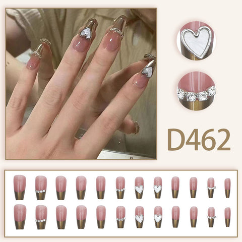Elegant and fresh temperament wind manicure ice transparent rhinestone removable wearable nail m5010688