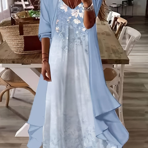 Women's inner dress two-piece floral print dress m302894