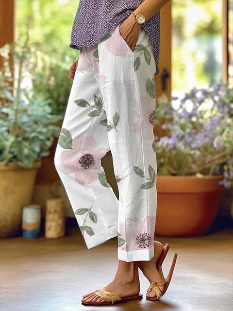 Linglong hemp digital printing trousers m303185