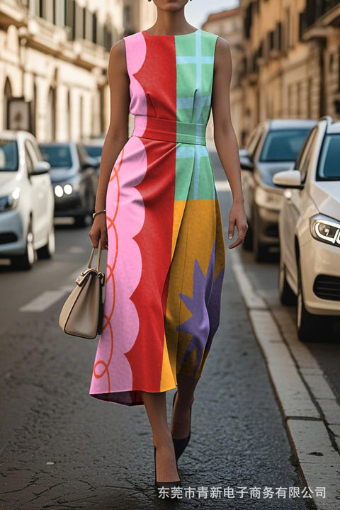 Floral Ocean Timeless Elegant Dress Sleeveless M302750-2