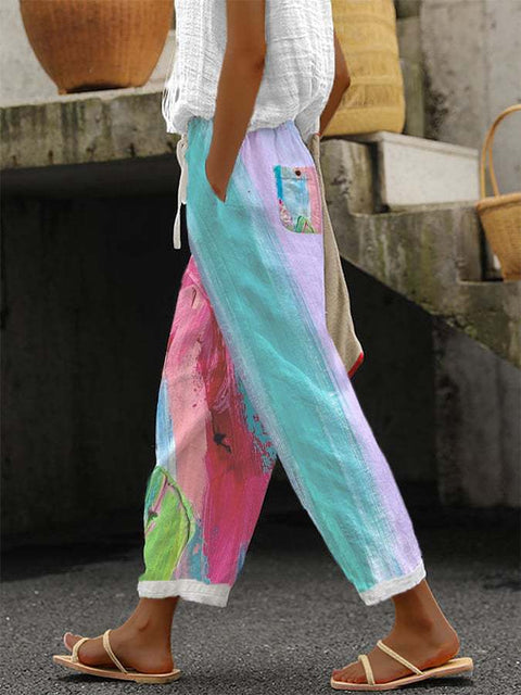 Linglong hemp digital printing trousers m303185