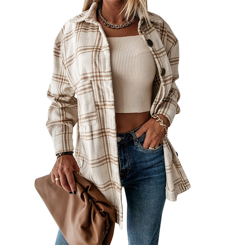 New loose medium and long woolen coat for women m300376